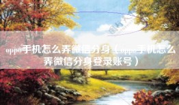 oppo手机怎么弄微信分身（oppo手机怎么弄微信分身登录账号）