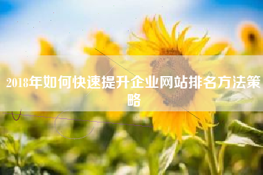2018年如何快速提升企业网站排名方法策略 2018年如何快速提升企业网站排名方法策略